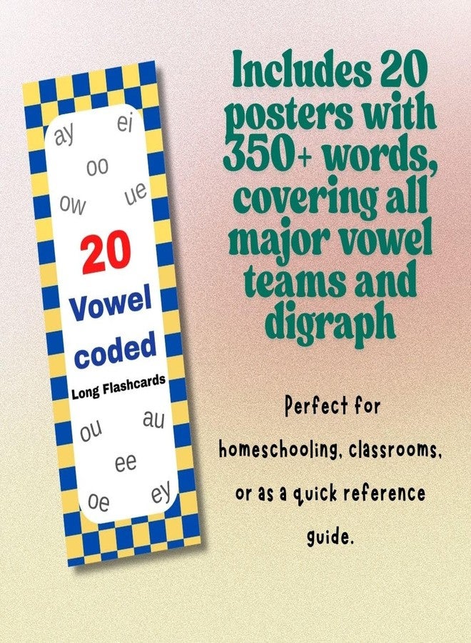 EDUSTAR Phonics 20 Vowel Team & Digraph Long Flashcards | Phonics Flashcards | Master Vowel Teams and Digraphs with Colours - Image 4